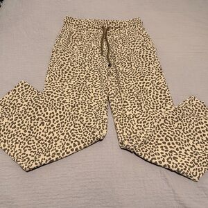 Zoe + Liv Leopard Print Lounge Pants - Beige and Gray